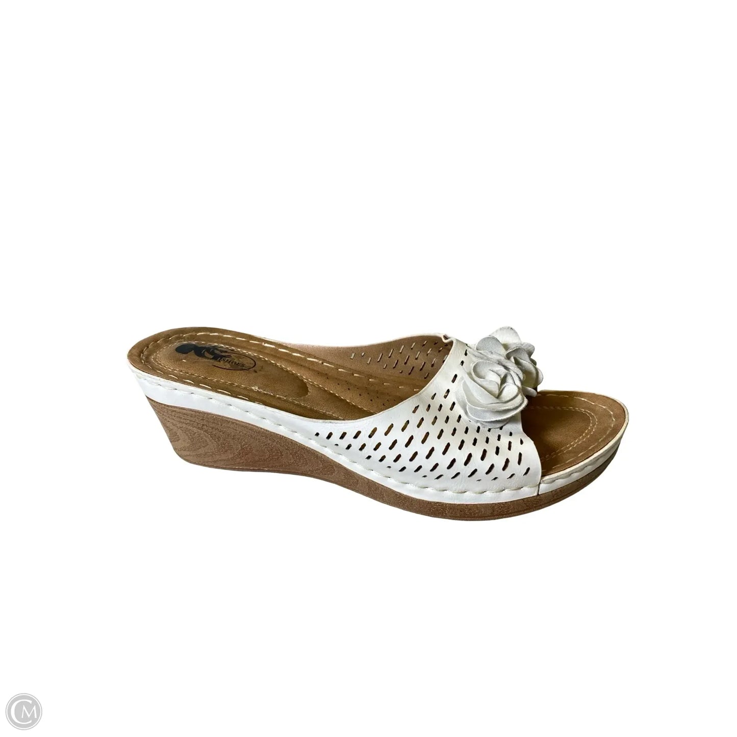 Shoes Heels Wedge By Clothes Mentor In Tan & White, Size: 10