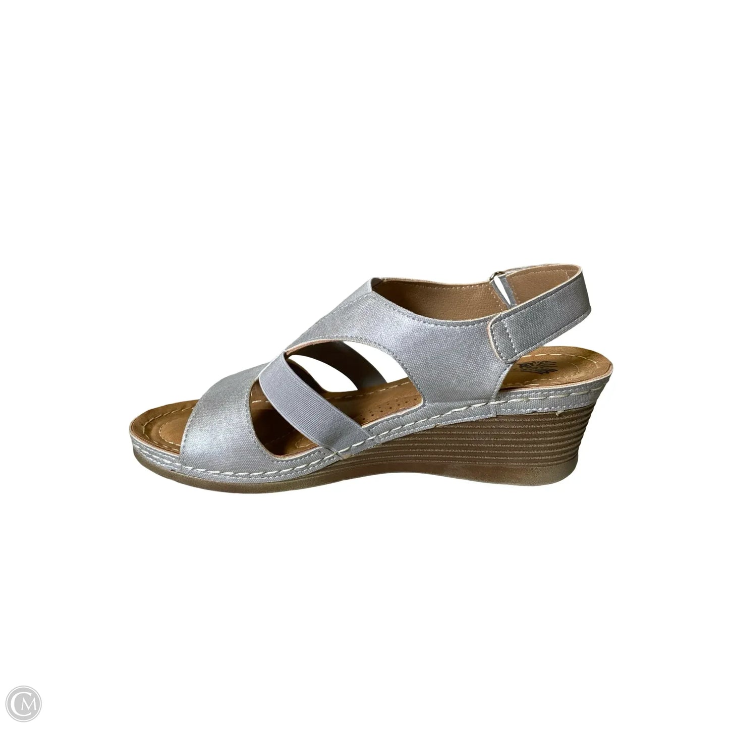 Sandals Heels Wedge By Clothes Mentor In Grey & Tan, Size: 9