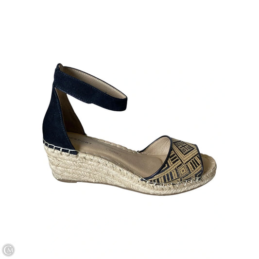 Sandals Heels Wedge By Rockport In Black & Cream, Size: 6.5