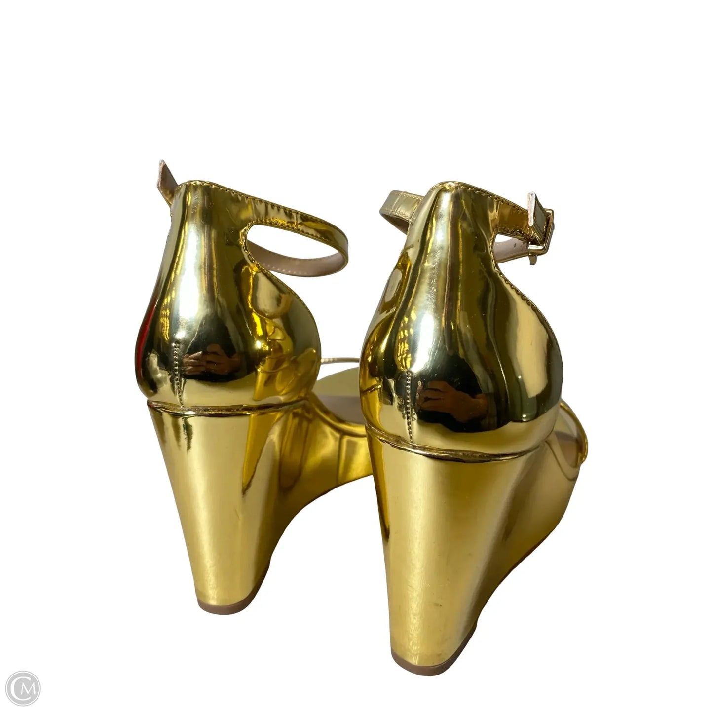Sandals Heels Wedge By Mix No 6 In Gold, Size: 8.5