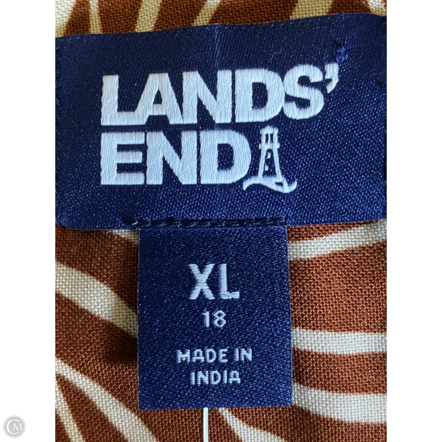 Top 2pc Short Sleeve By Lands End In Brown & Cream, Size: Xl