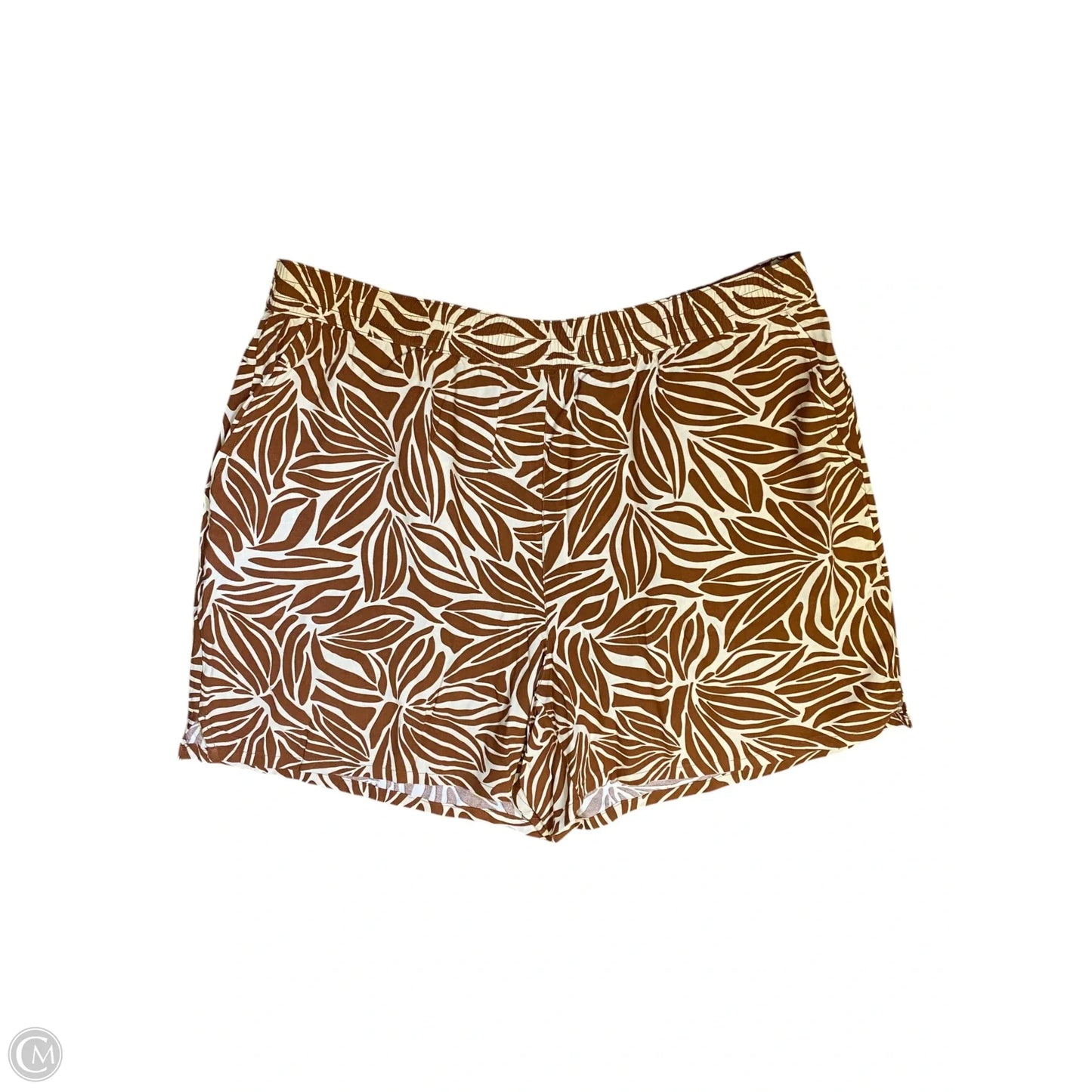 Top 2pc Short Sleeve By Lands End In Brown & Cream, Size: Xl