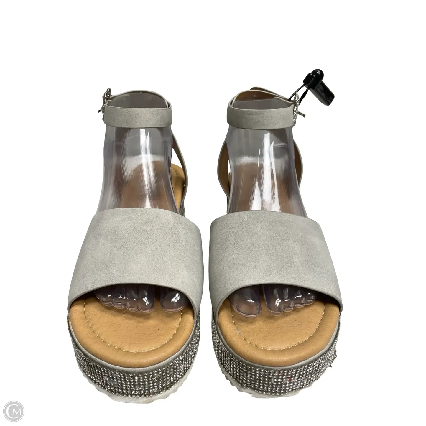 Sandals Heels Wedge By Clothes Mentor In Beige, Size: 6.5