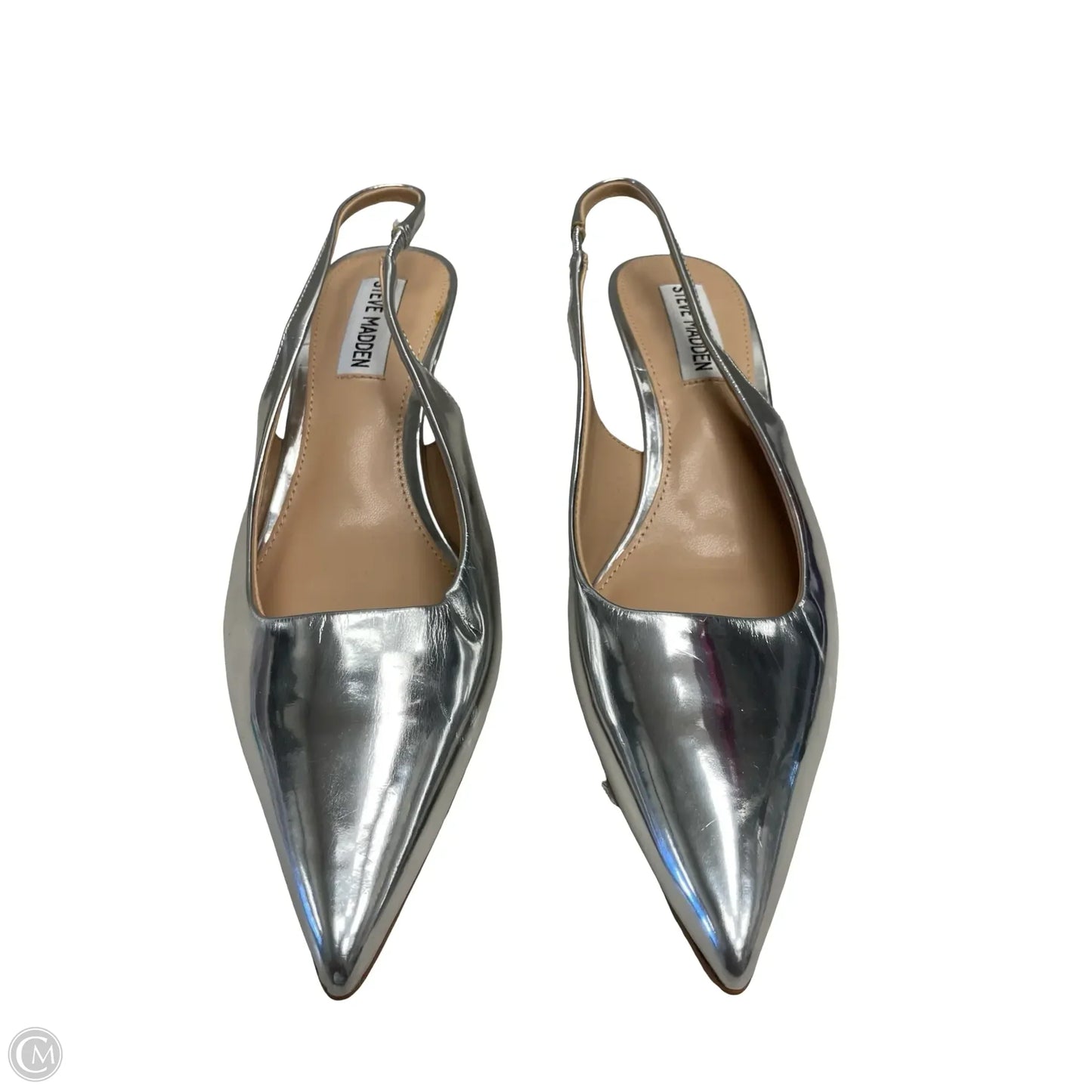Sandals Heels Kitten By Steve Madden In Silver, Size: 6.5