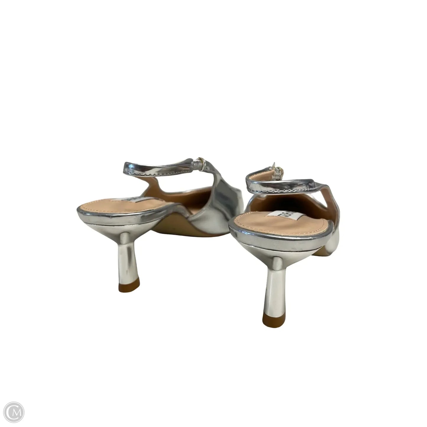 Sandals Heels Kitten By Steve Madden In Silver, Size: 6.5