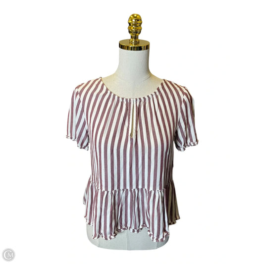 Blouse Short Sleeve By Madewell In Red & White, Size: S