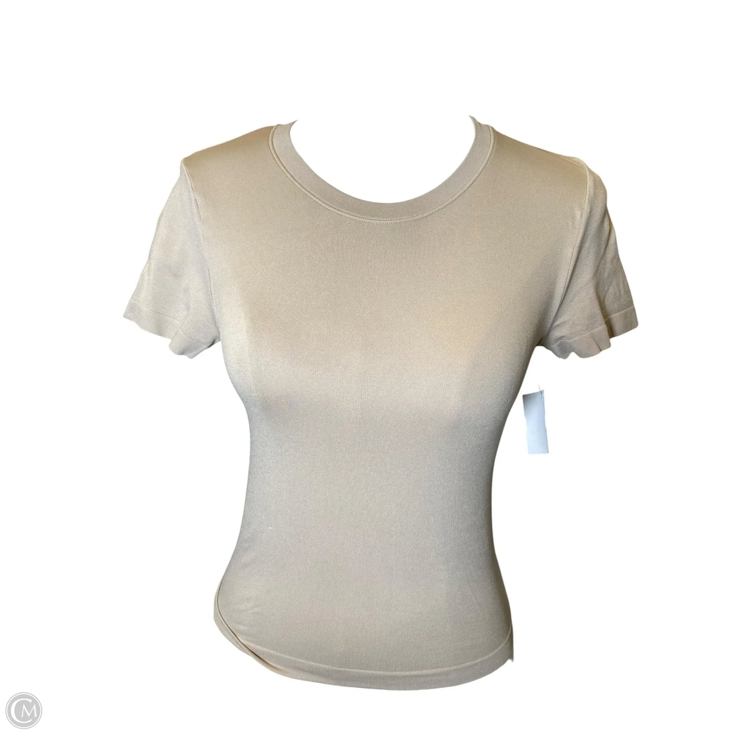 Blouse Short Sleeve By Aritzia In Beige, Size: S
