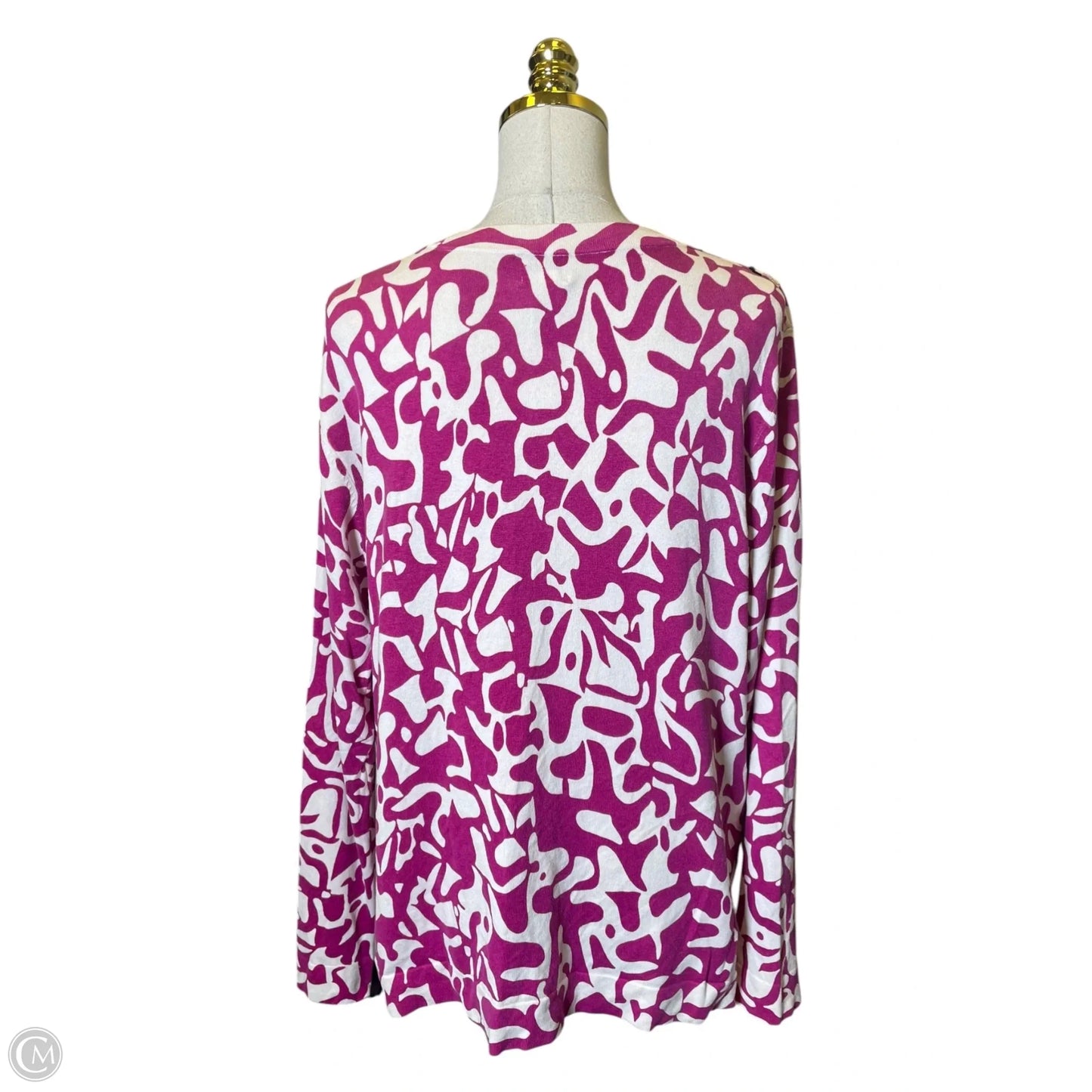 Cardigan By Chicos In Pink & White, Size: Xl