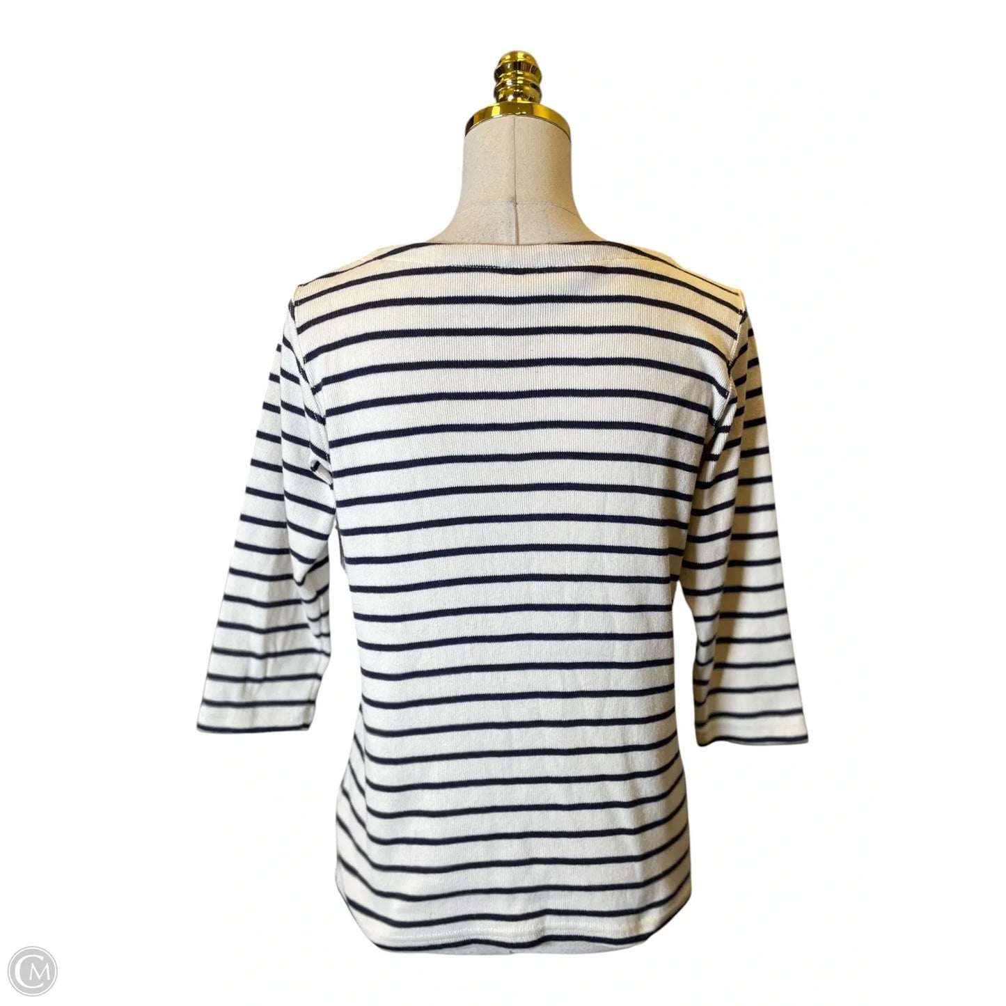 Blouse 3/4 Sleeve By L.l. Bean In Cream & Purple, Size: S