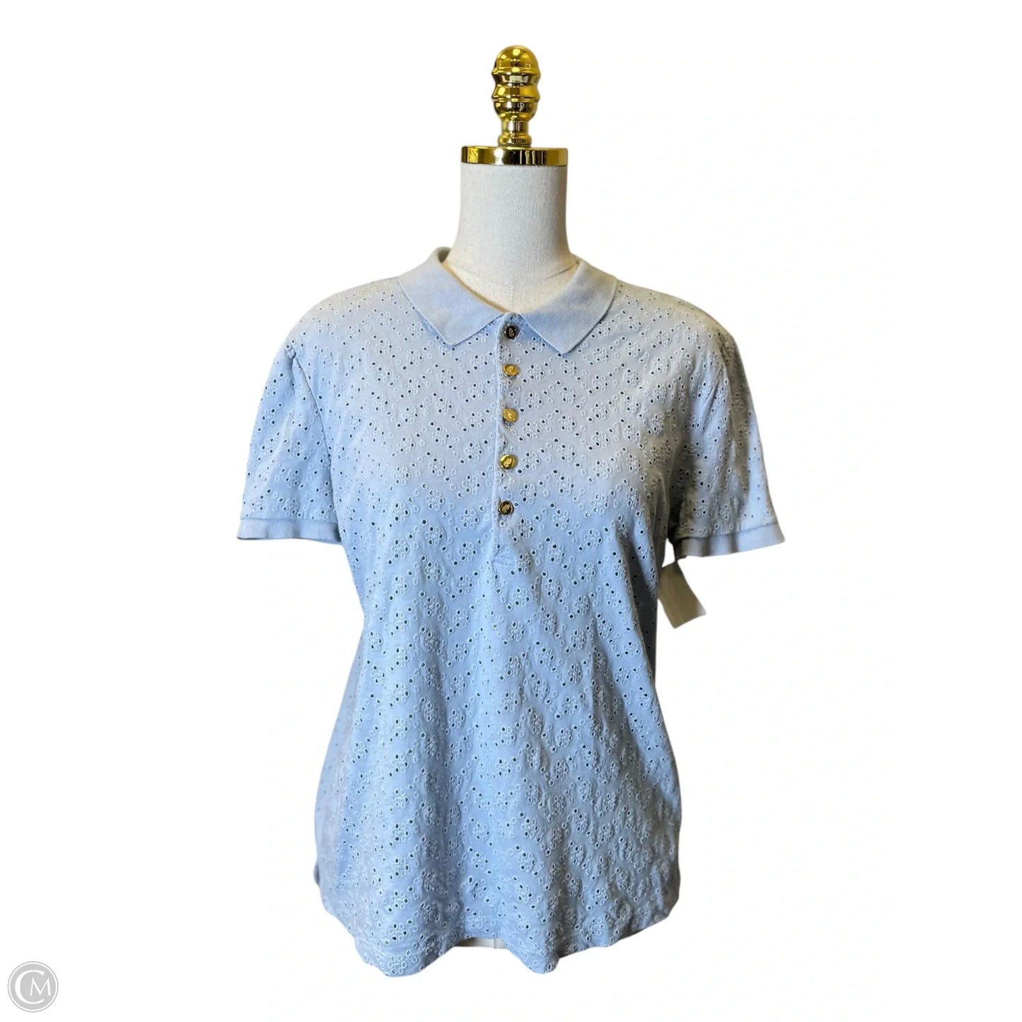 Blouse Short Sleeve By Lauren By Ralph Lauren In Blue, Size: L