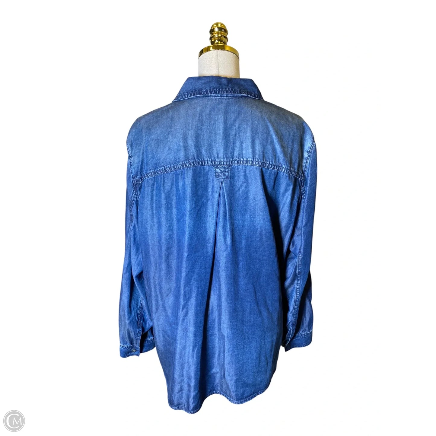 Blouse Long Sleeve By Sejour In Blue Denim, Size: Xl