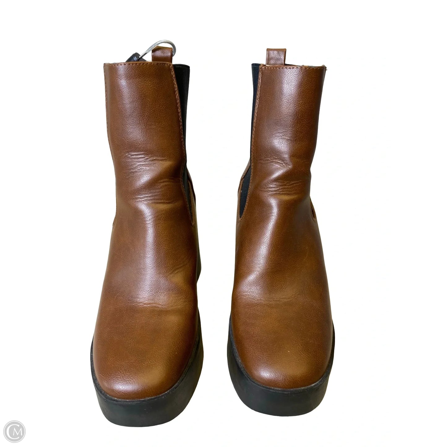 Boots Mid-calf Heels By Bamboo In Black & Brown, Size: 8.5