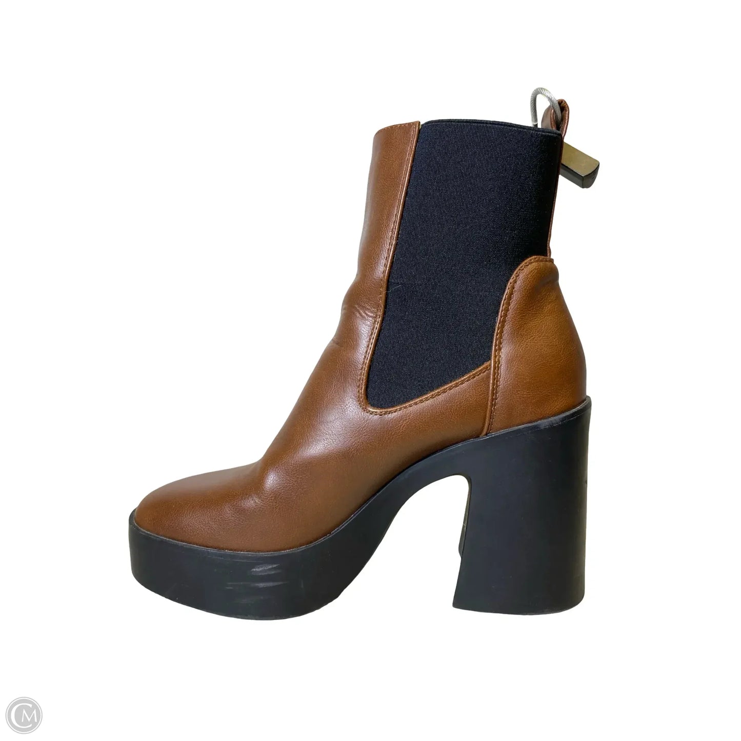 Boots Mid-calf Heels By Bamboo In Black & Brown, Size: 8.5
