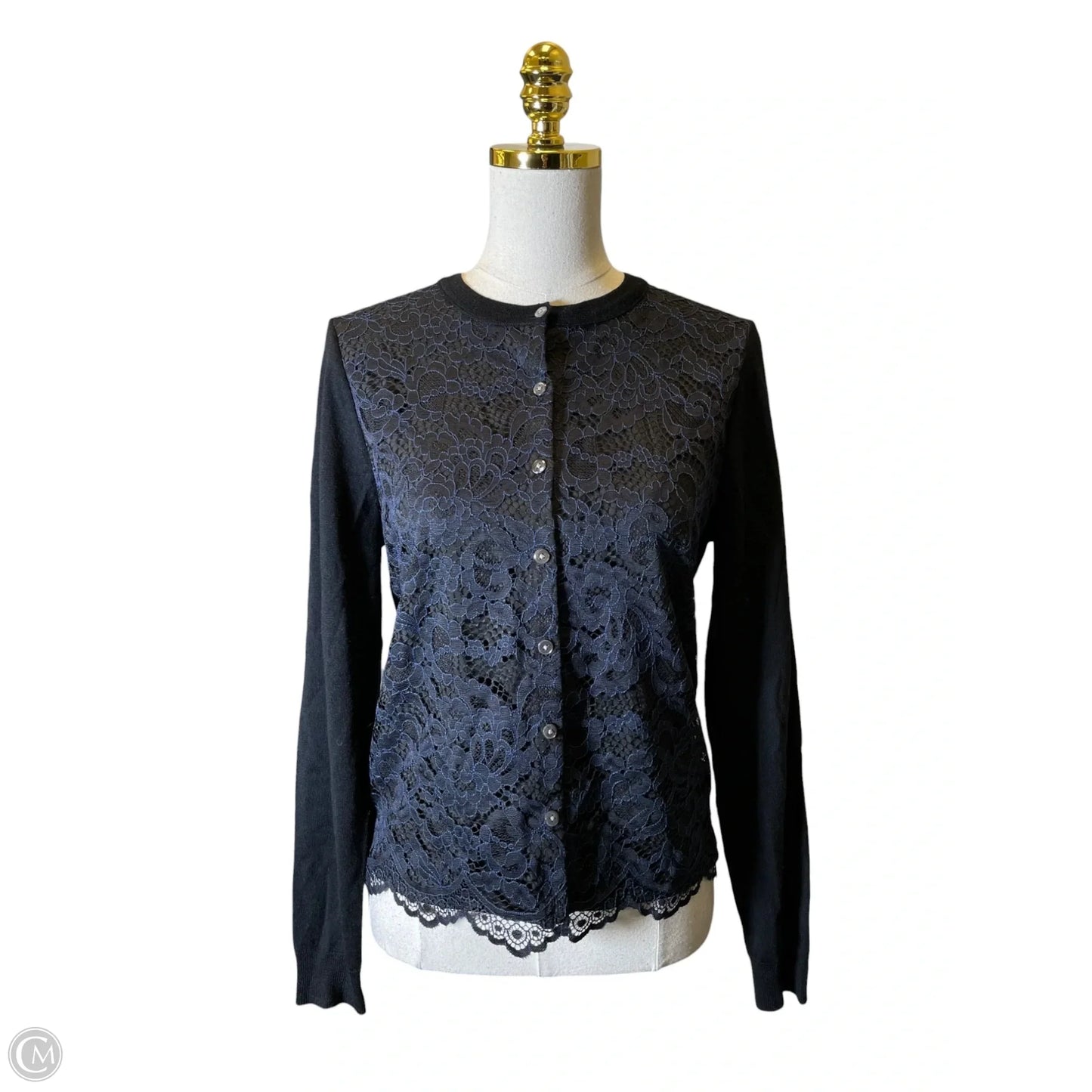 Sweater Cardigan By J. Crew In Black & Blue, Size: M