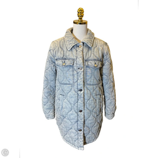 Jacket Puffer & Quilted By Madden Girl In Blue Denim, Size: M