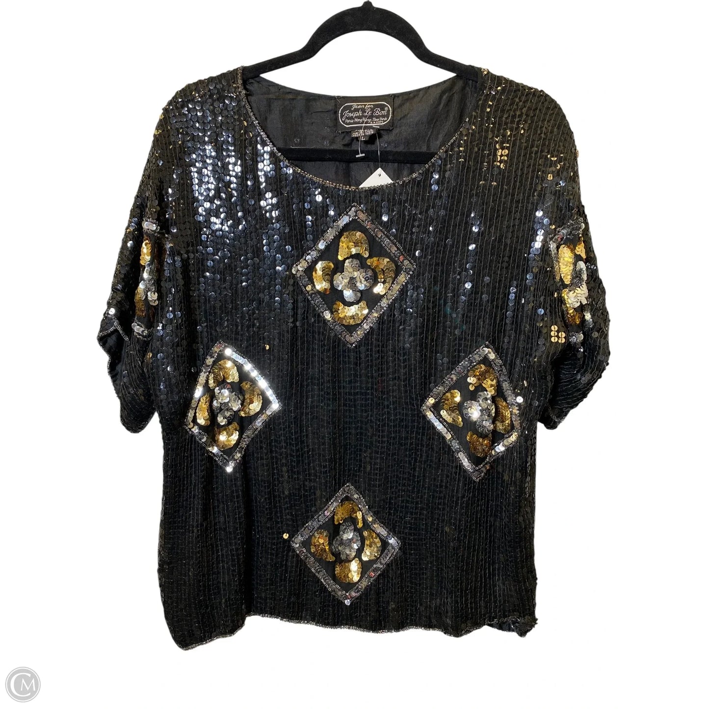 Top Short Sleeve By Clothes Mentor In Black & Silver, Size: L