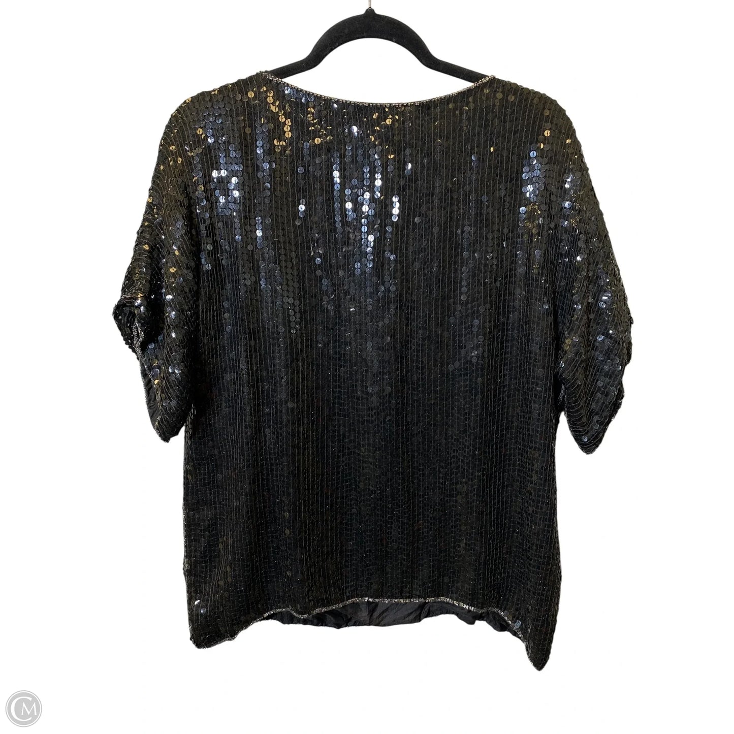 Top Short Sleeve By Clothes Mentor In Black & Silver, Size: L