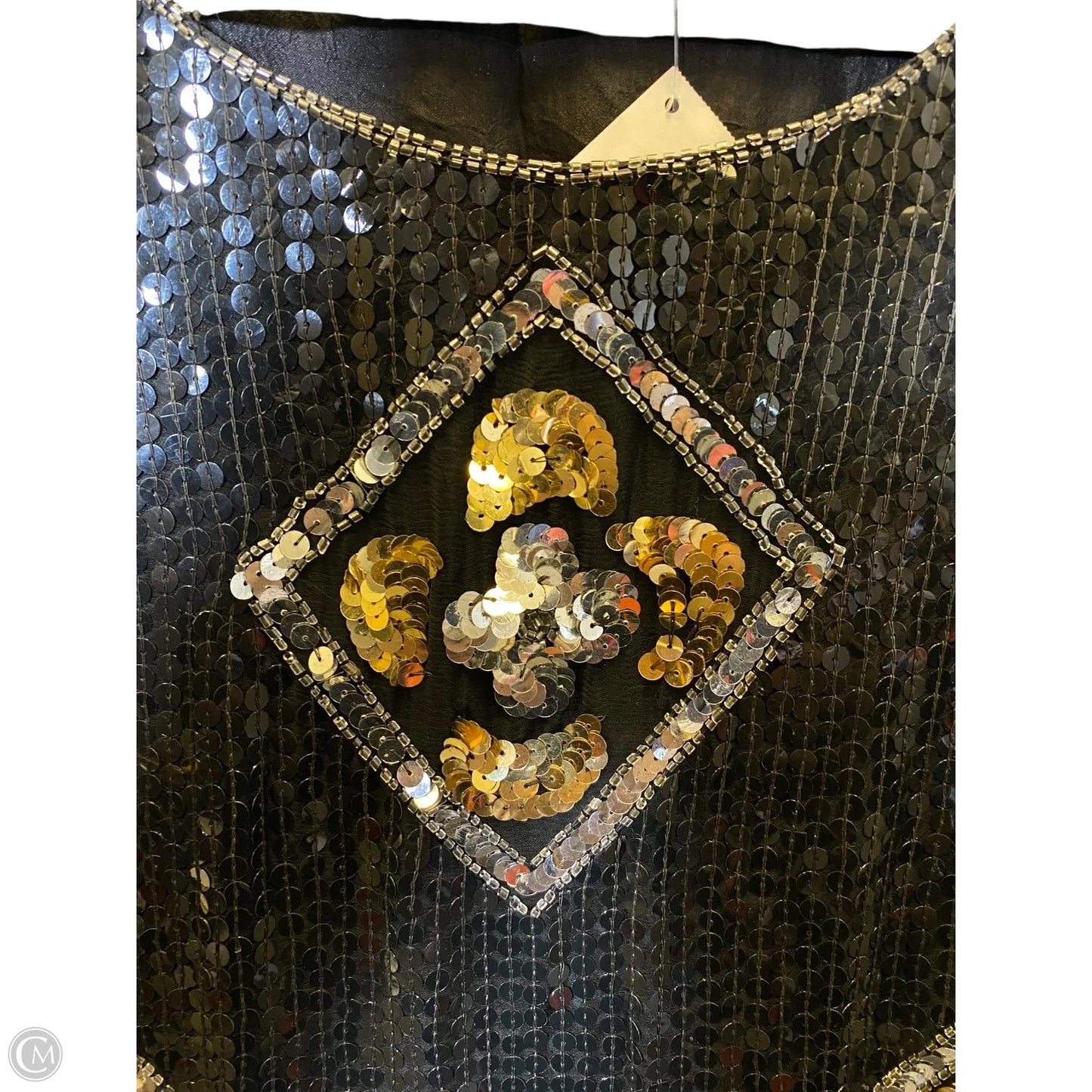 Top Short Sleeve By Clothes Mentor In Black & Silver, Size: L