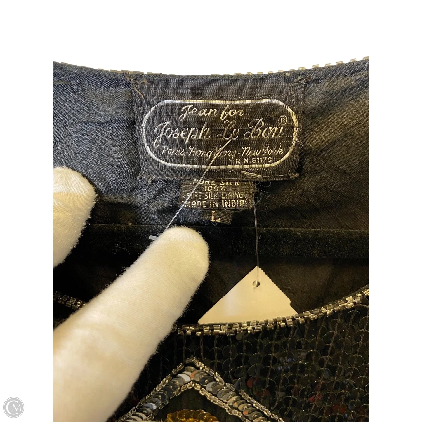 Top Short Sleeve By Clothes Mentor In Black & Silver, Size: L