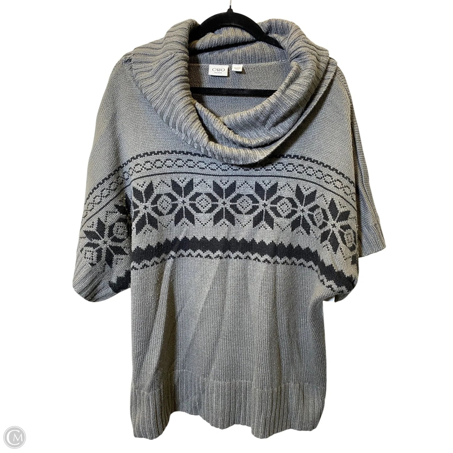 Sweater By Cato In Black & Grey, Size: 3x