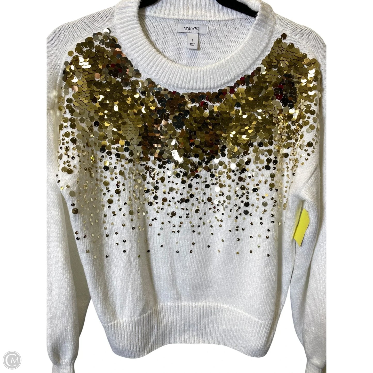 Sweater By Nine West In Gold & White, Size: S