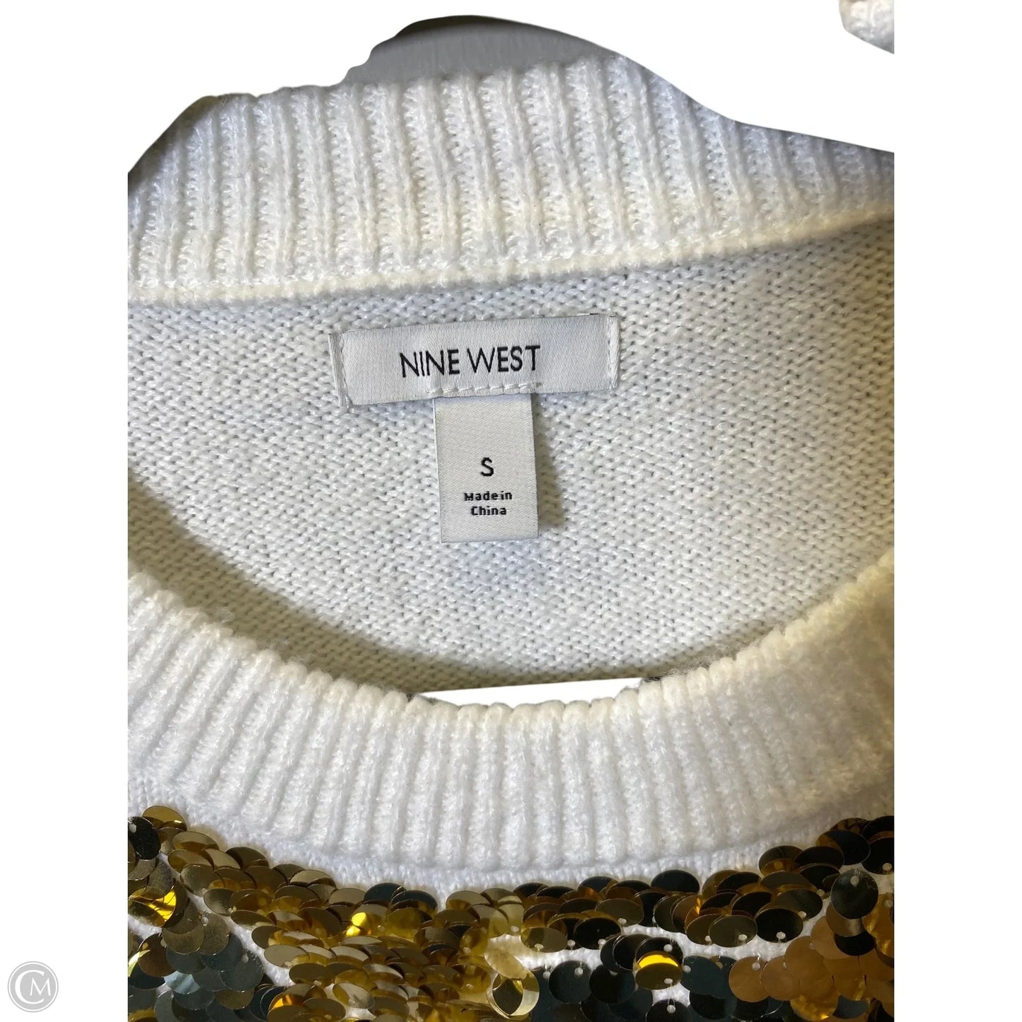 Sweater By Nine West In Gold & White, Size: S