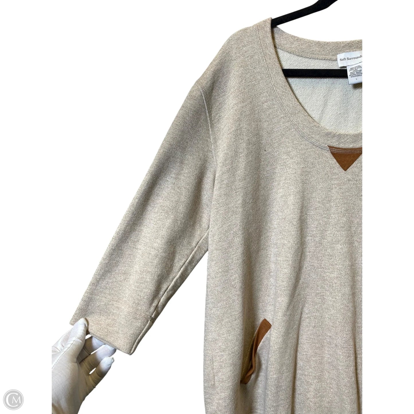 Sweater By Soft Surroundings In Brown & Tan, Size: L