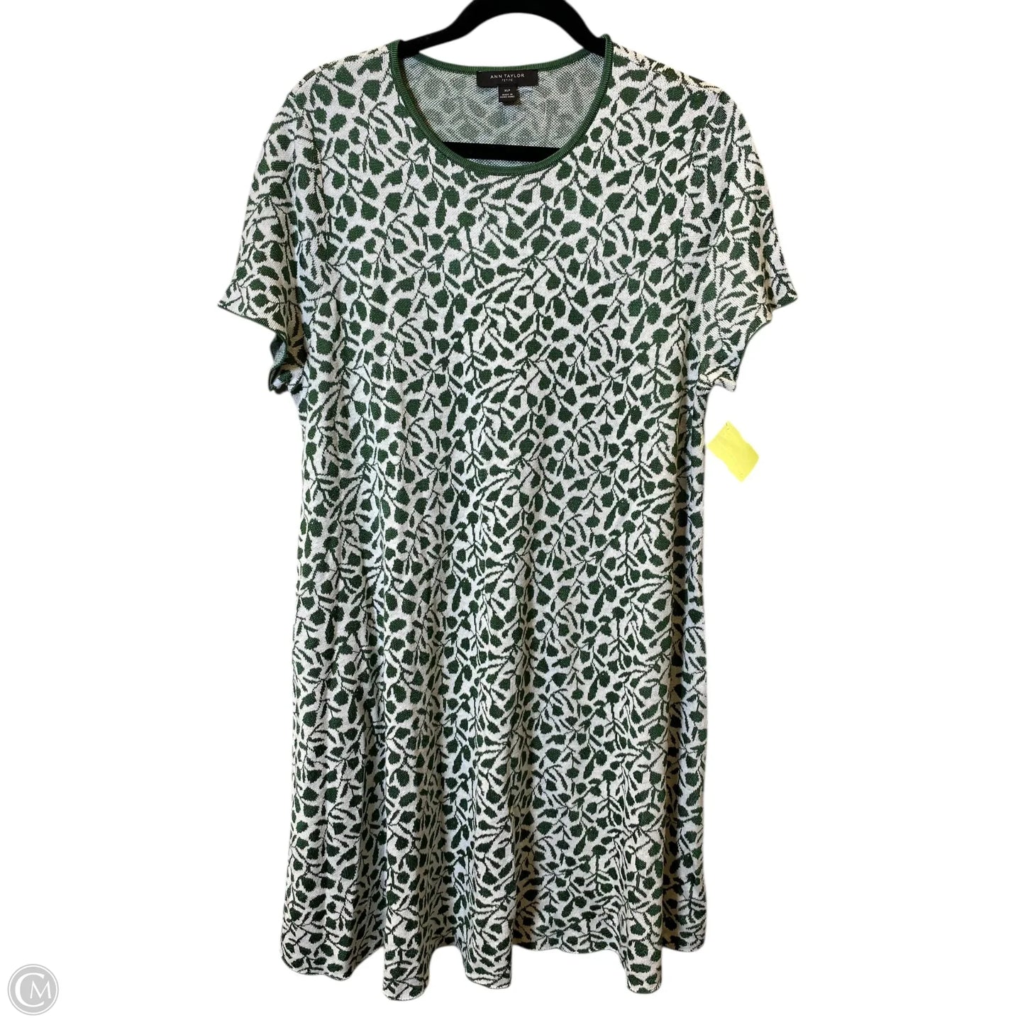 Dress Sweater By Ann Taylor In Green & White, Size: Xl