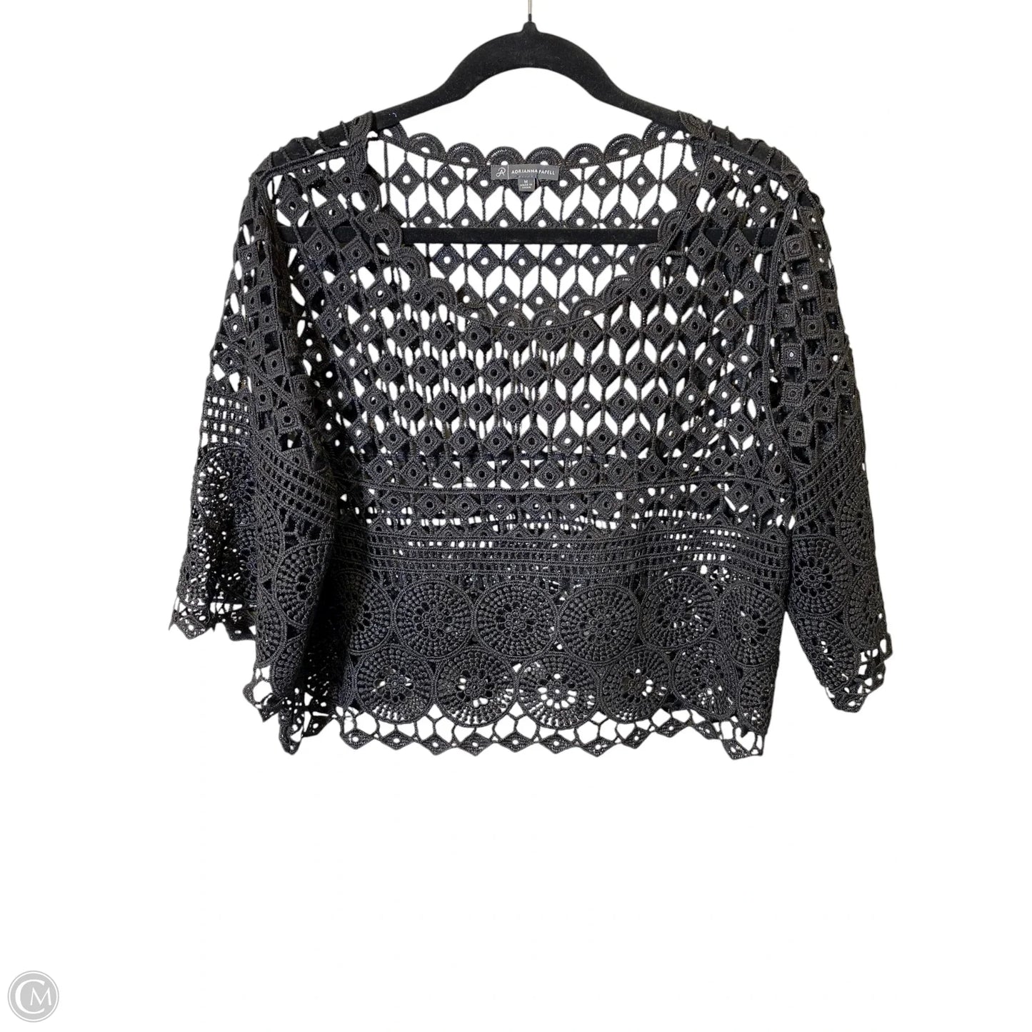 Top 3/4 Sleeve By Adrianna Papell In Black, Size: M