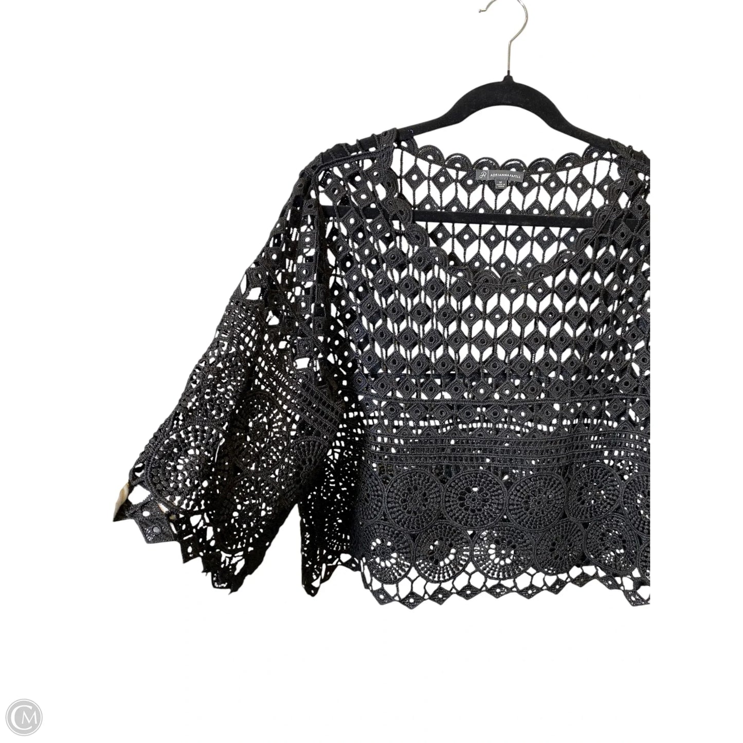 Top 3/4 Sleeve By Adrianna Papell In Black, Size: M