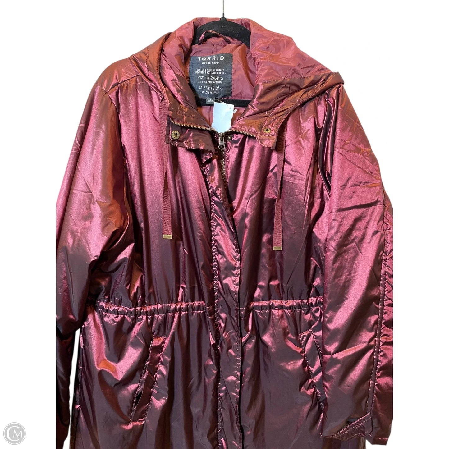 Coat Raincoat By Torrid In Maroon, Size: 2x