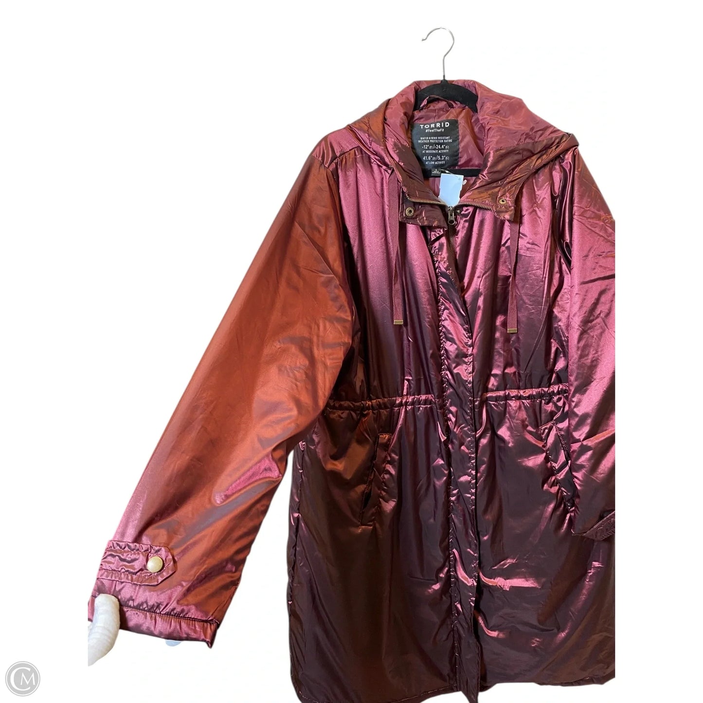 Coat Raincoat By Torrid In Maroon, Size: 2x
