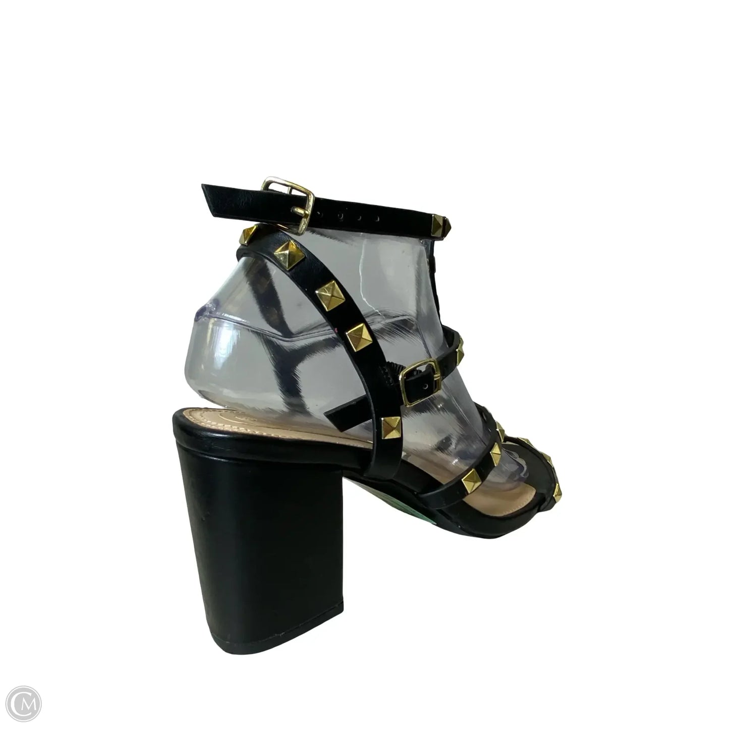 Shoes Heels Block By Wild Diva In Black & Gold, Size: 8.5