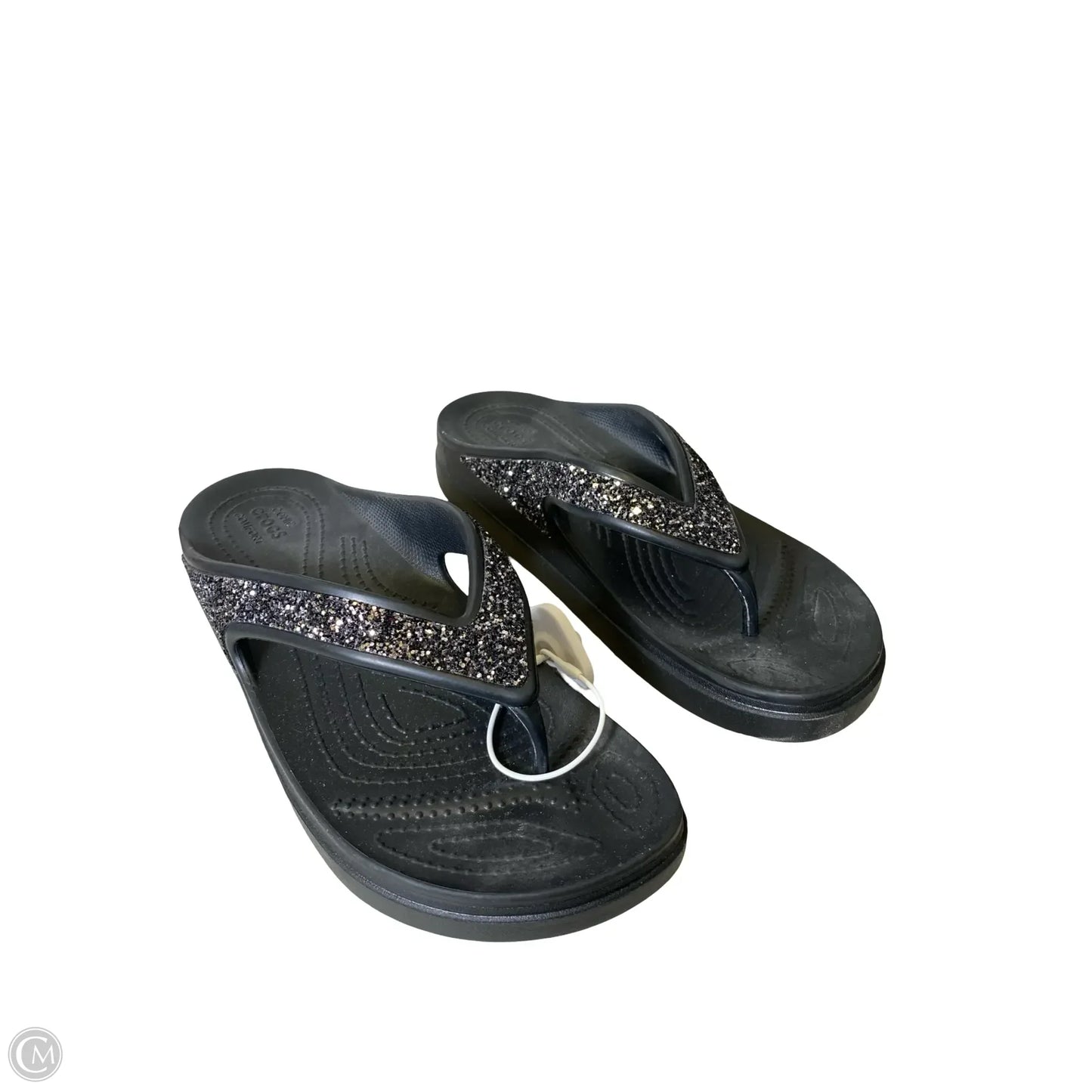 Sandals Heels Platform By Crocs In Black, Size: 10