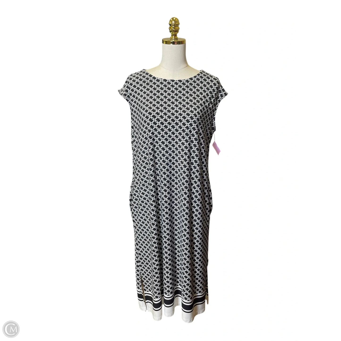 Dress Casual Midi By Chicos In Black & White, Size: L