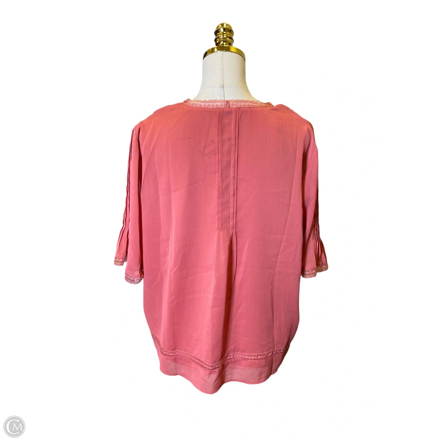 Blouse Short Sleeve By Adrianna Papell In Pink, Size: L