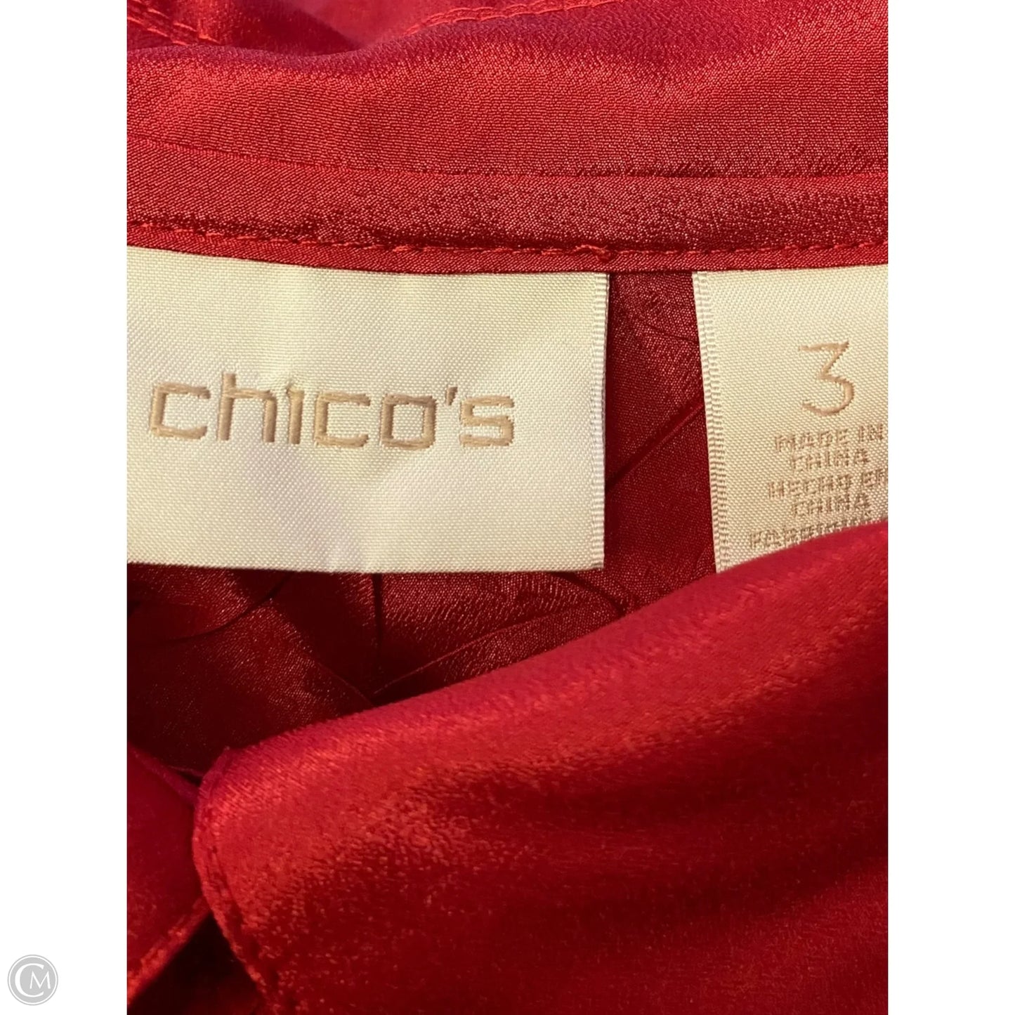 Blouse Long Sleeve By Chicos In Red, Size: Xl