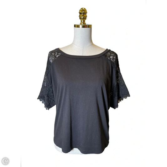 Top Short Sleeve By Anthropologie In Black, Size: L