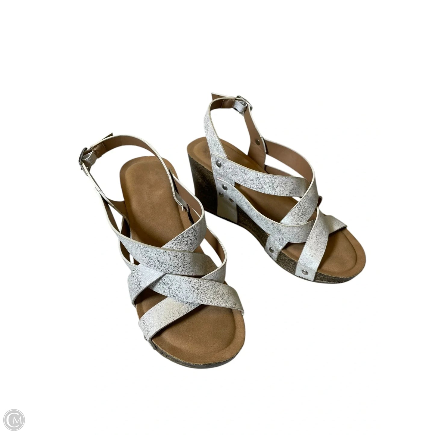 Sandals Heels Block By Cmc In Silver, Size: 7.5