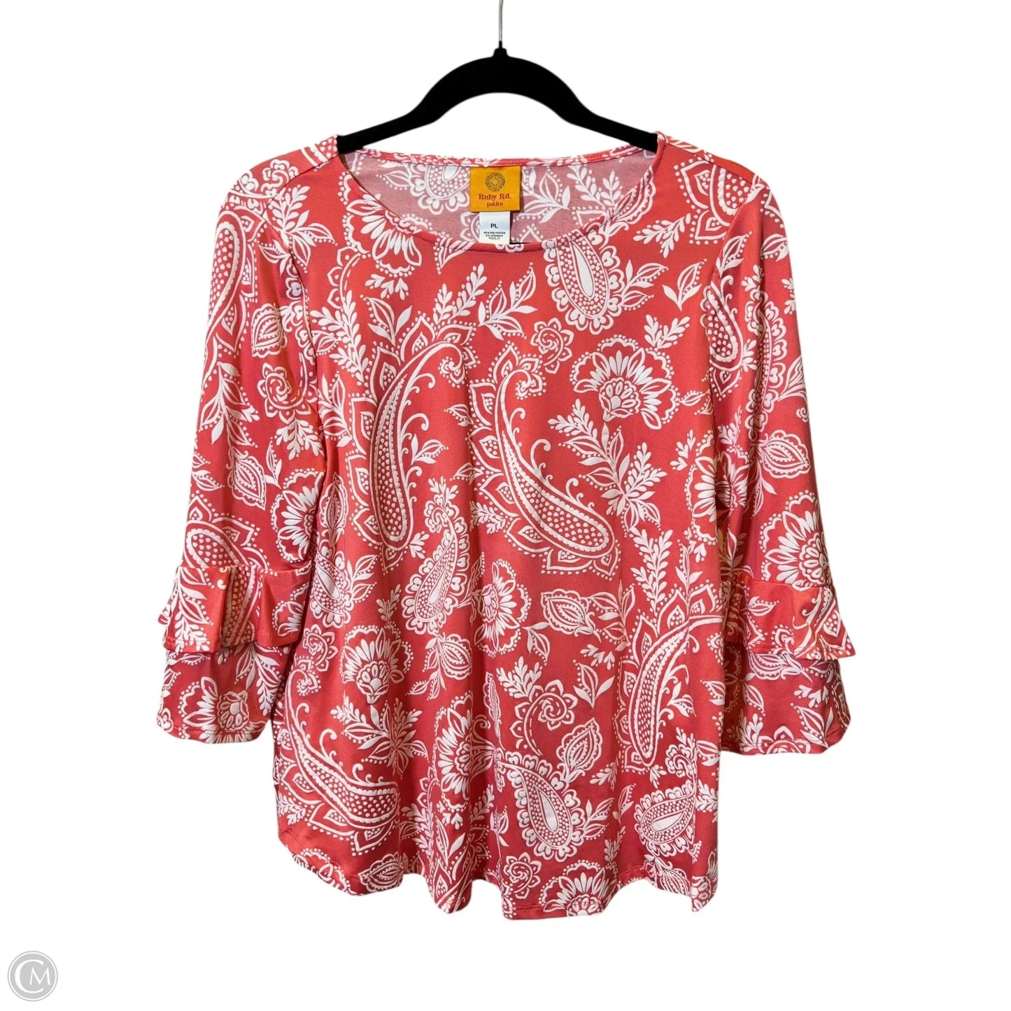 Top 3/4 Sleeve By Ruby Rd In Pink & White, Size: S