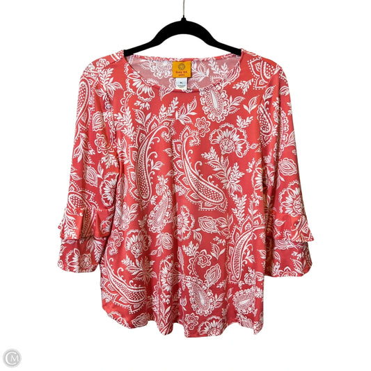 Top 3/4 Sleeve By Ruby Rd In Pink & White, Size: S
