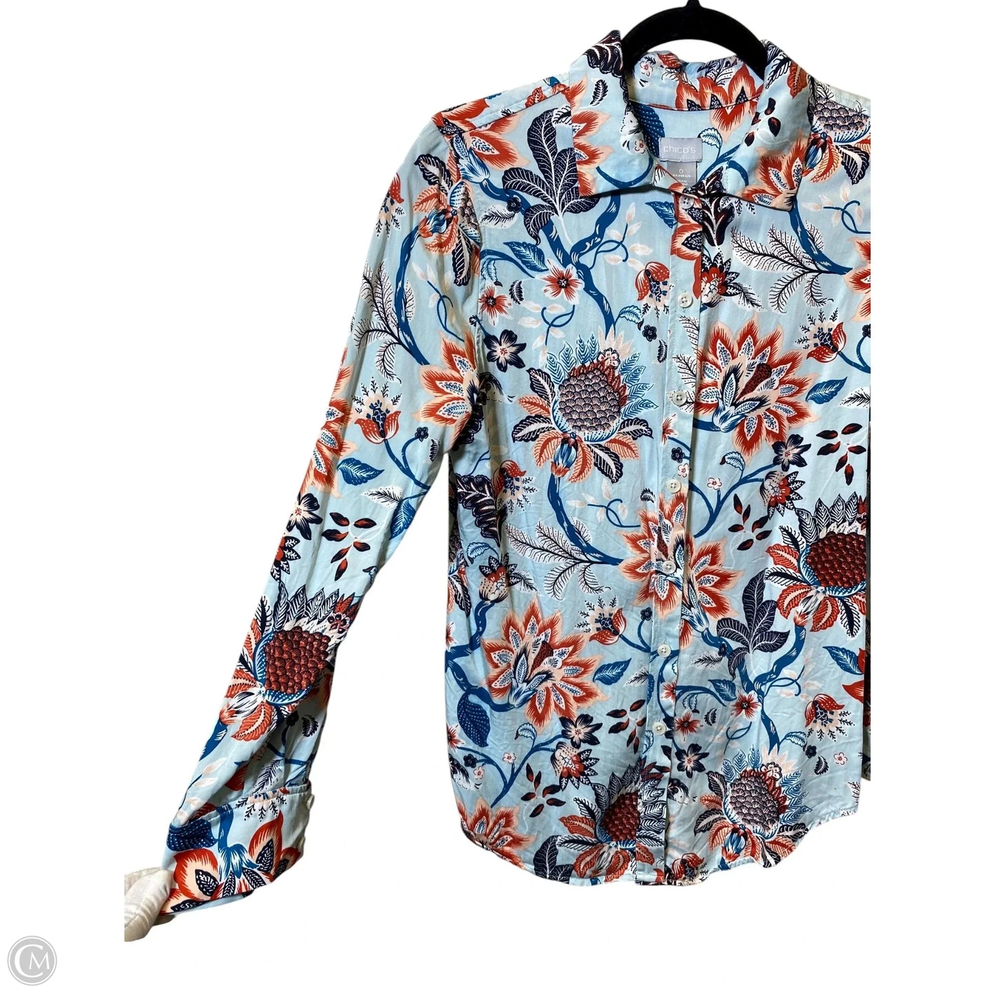 Blouse Long Sleeve By Chicos In Multi-colored, Size: S