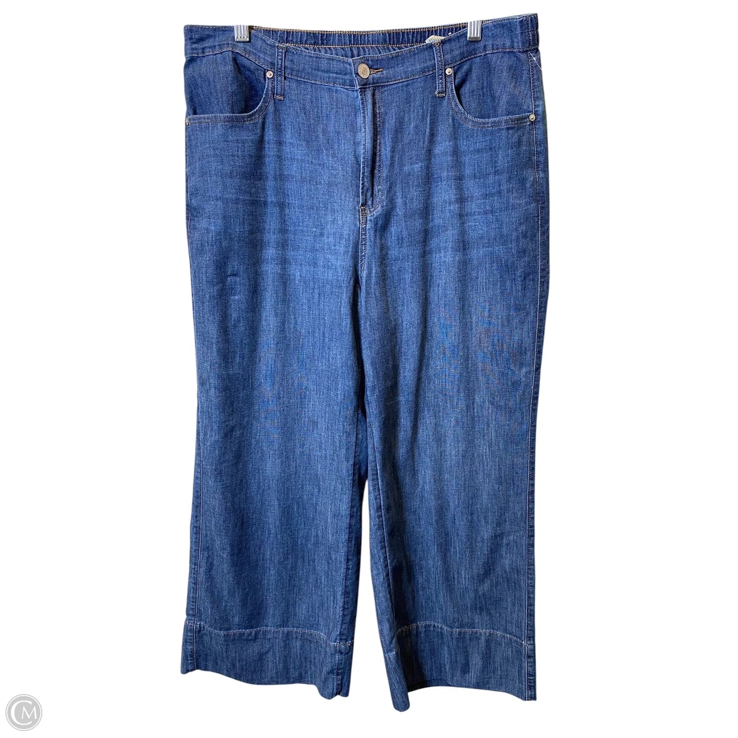 Jeans Cropped By Chicos In Blue Denim, Size: 14