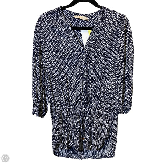 Top Long Sleeve Designer By Tory Burch In Blue & White, Size: S