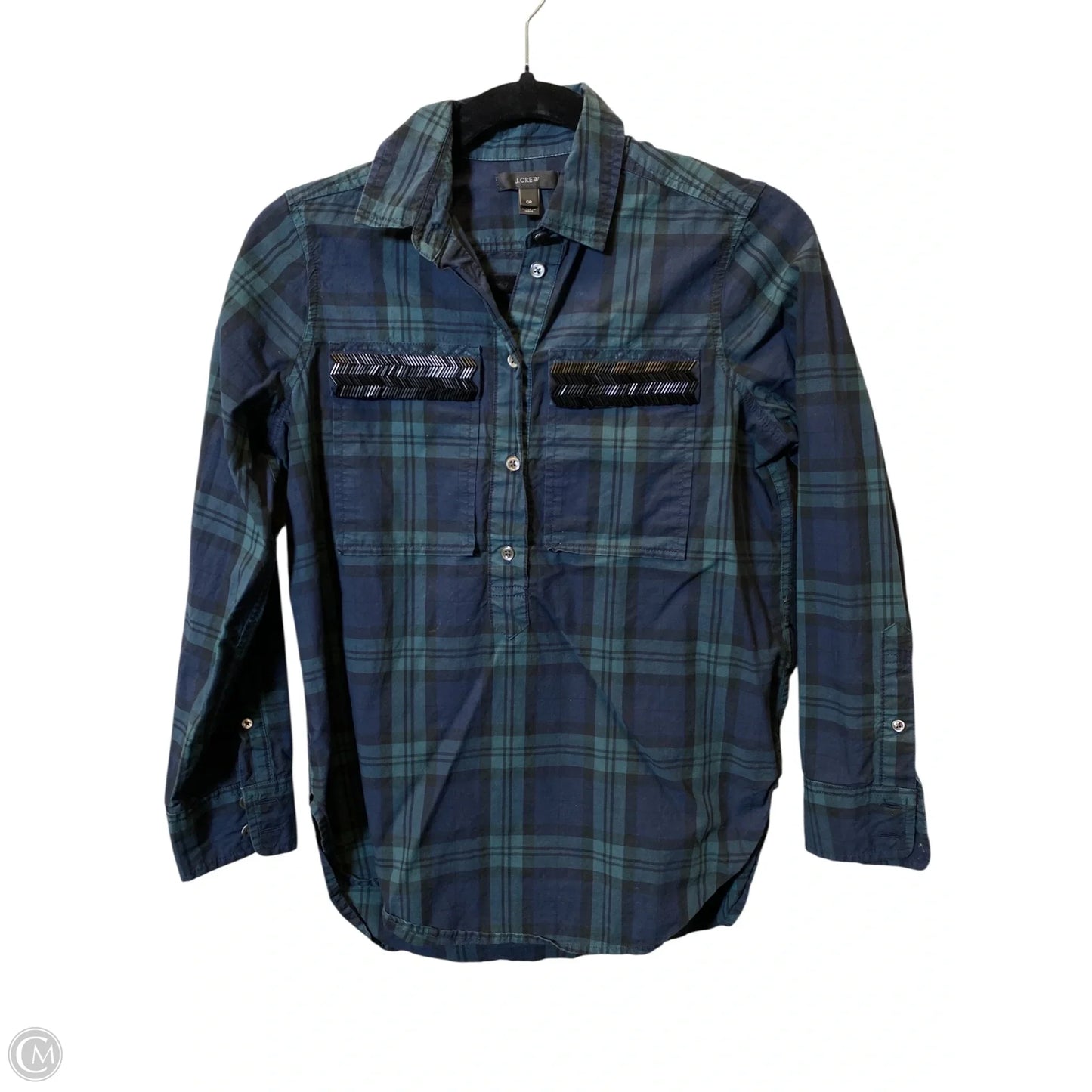 Top Long Sleeve By J. Crew In Plaid Pattern, Size: 0