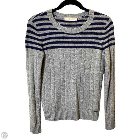 Sweater Designer By Tory Burch In Blue & Grey, Size: Xs
