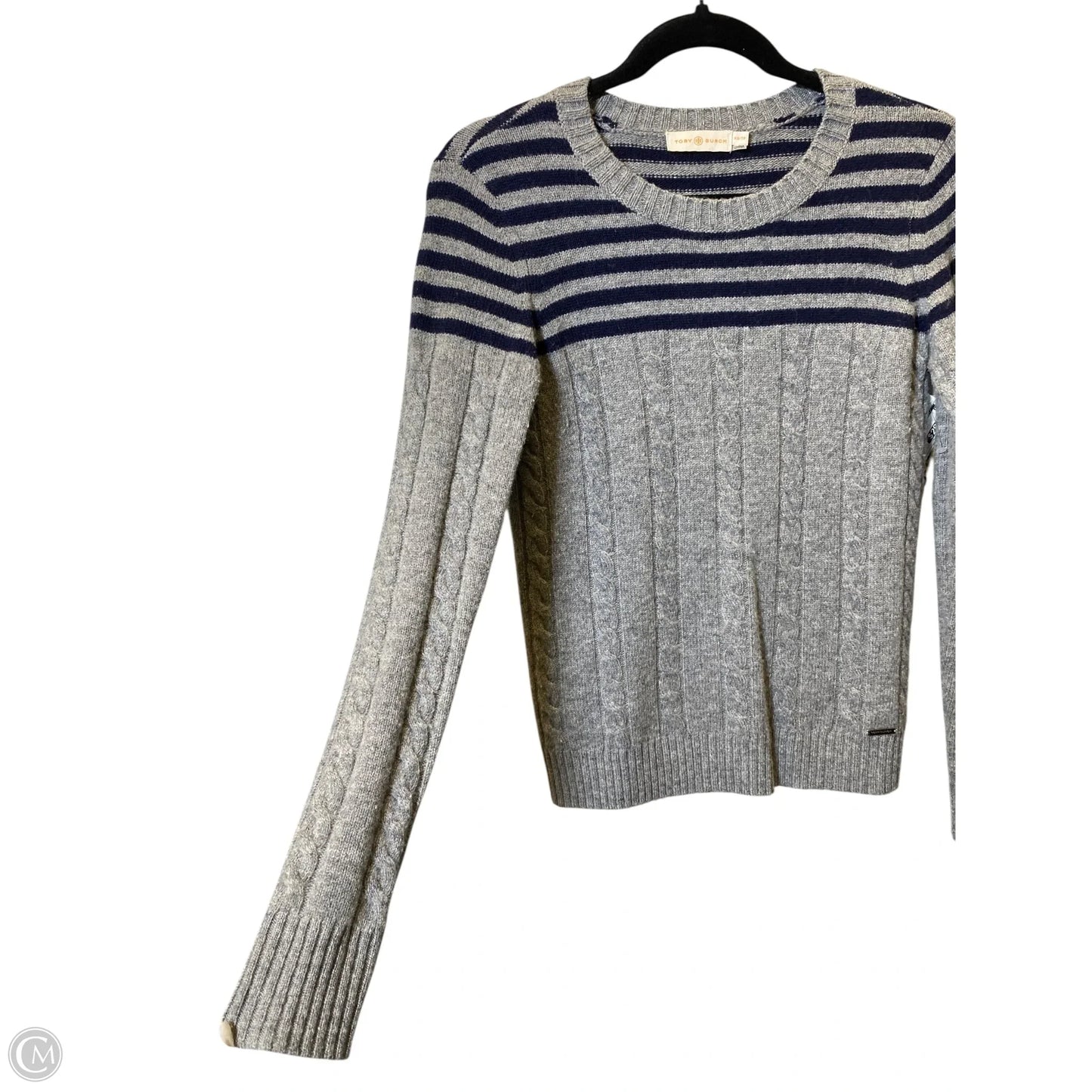 Sweater Designer By Tory Burch In Blue & Grey, Size: Xs