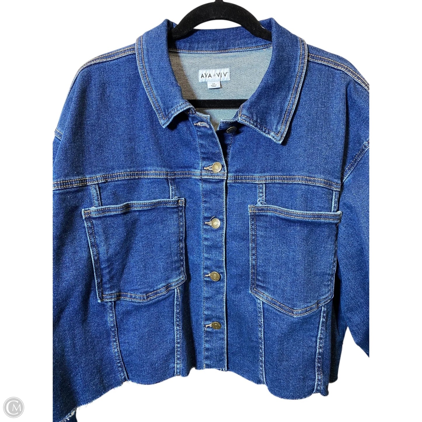 Jacket Denim By Ava & Viv In Blue Denim, Size: 2x