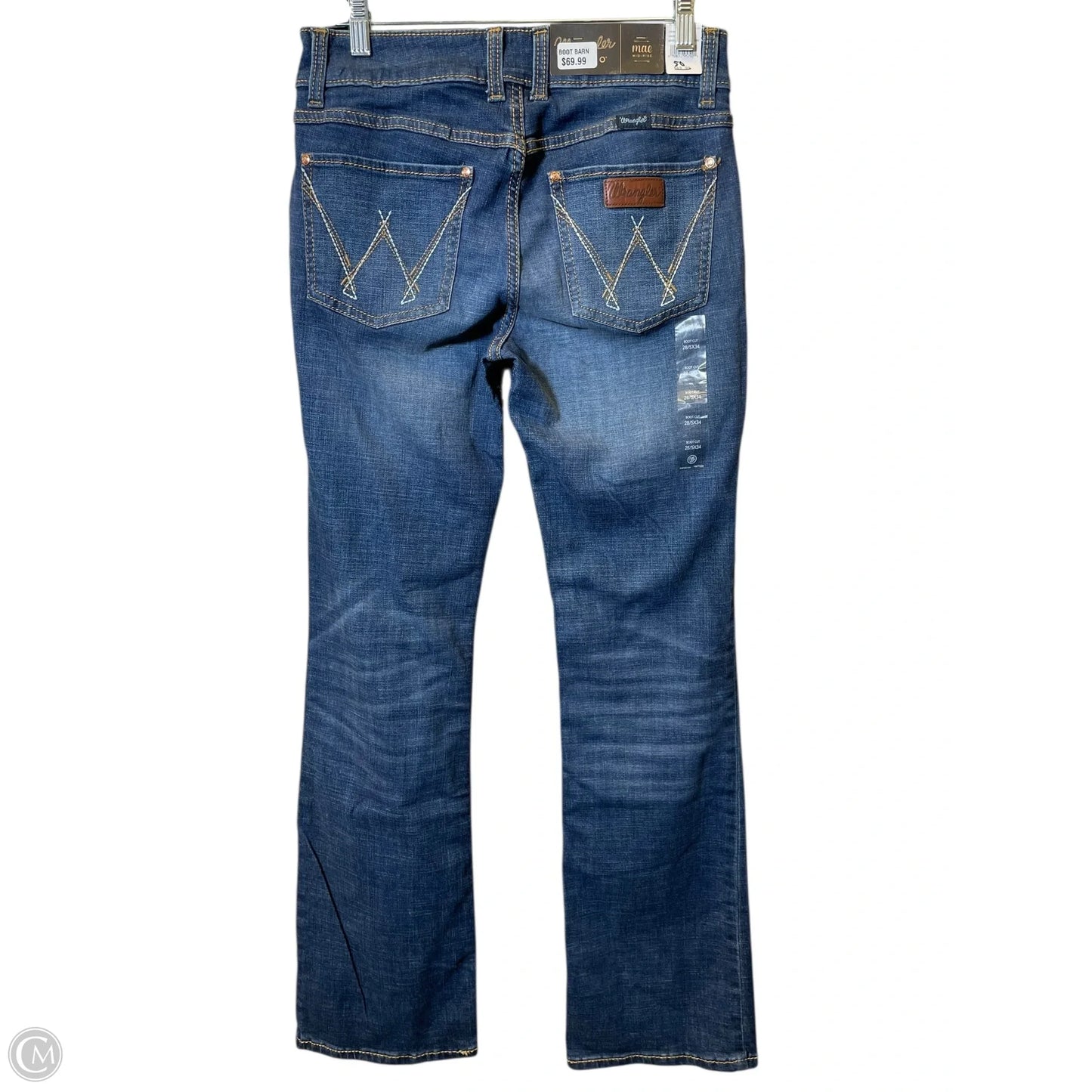 Jeans Flared By Wrangler In Blue Denim, Size: 4