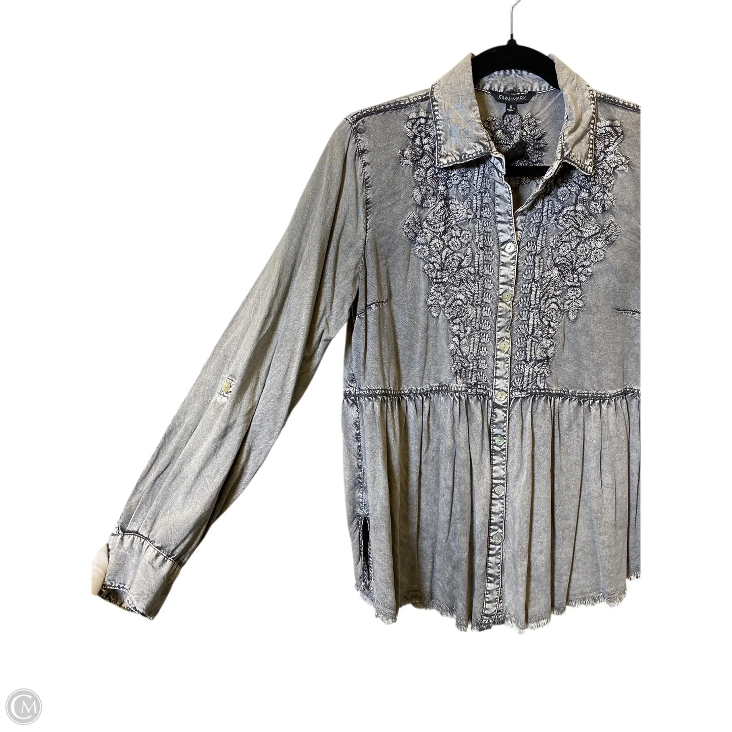 Top Long Sleeve By John Mark In Grey, Size: S